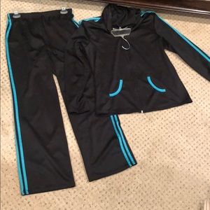 Black and blue sweat suit